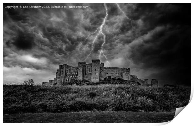 The Electrifying Power of Bamburgh Castle Print by Lee Kershaw
