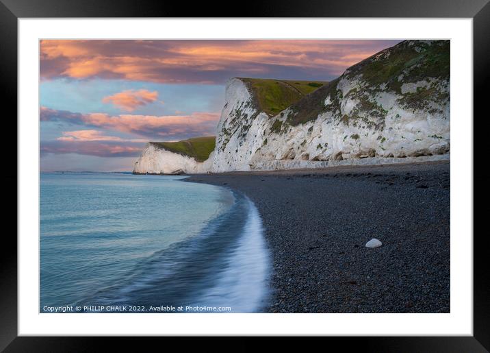 Sunset from Lulworth cove 744  Framed Mounted Print by PHILIP CHALK