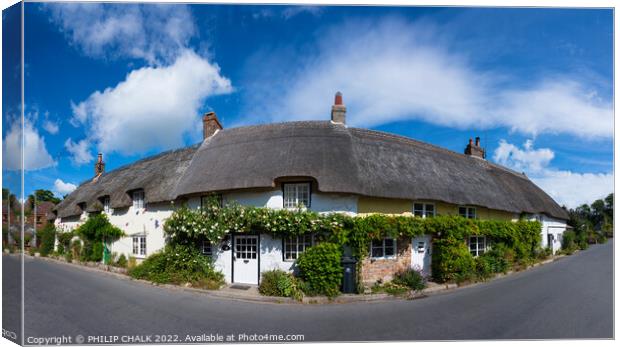 Thatched cottages in Dorset 745  Canvas Print by PHILIP CHALK