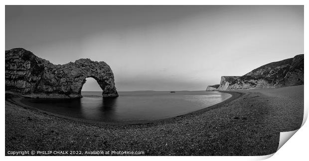 Durdle door on the Dorset coast black and white  746 Print by PHILIP CHALK