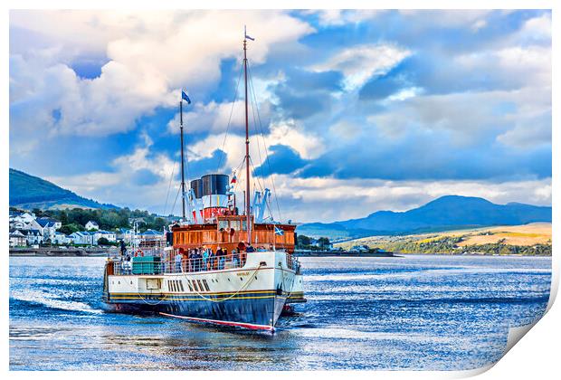 Steaming into Dunoon Print by Valerie Paterson
