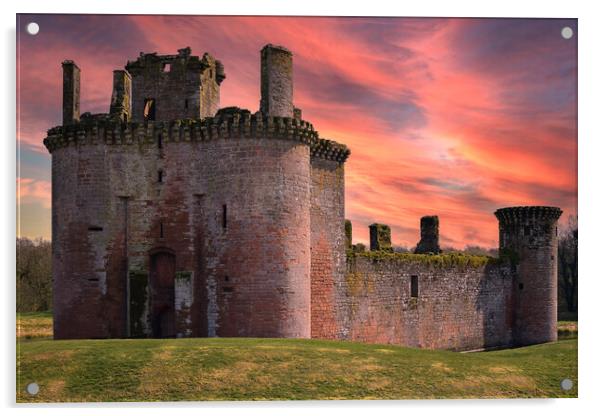 Caerlaverock Castle Acrylic by christian maltby