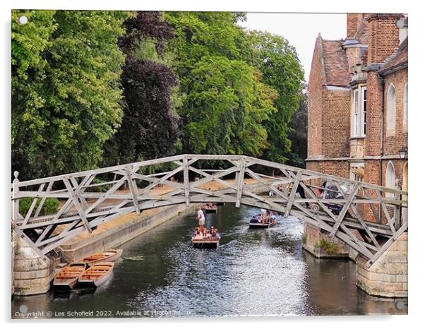 Mathematical bridge Cambridge  Acrylic by Les Schofield