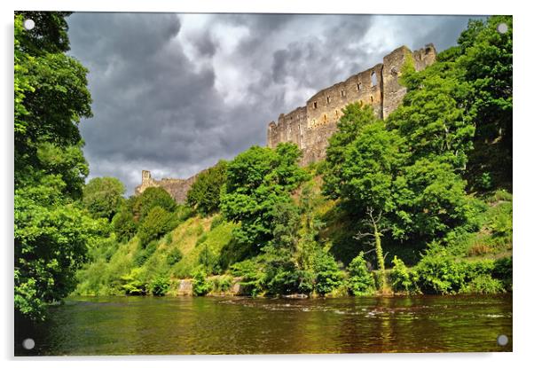 Richmond Castle and River Swale Acrylic by Darren Galpin
