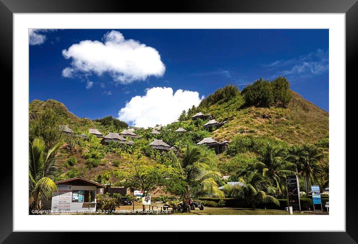 Moorea Island Huts Framed Mounted Print by Steven Mitchell