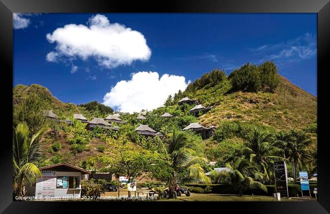 Moorea Island Huts Framed Print by Steven Mitchell