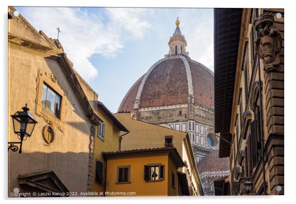 Dome from Via del Proconsolo - Florence Acrylic by Laszlo Konya