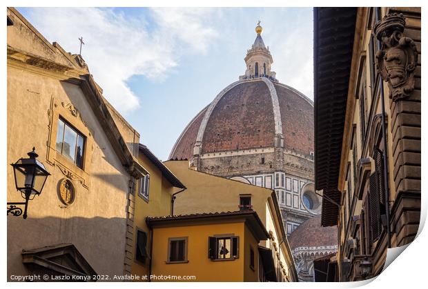 Dome from Via del Proconsolo - Florence Print by Laszlo Konya