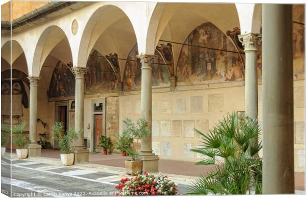Courtyard of Ospedale degli Innocenti - Florence Canvas Print by Laszlo Konya