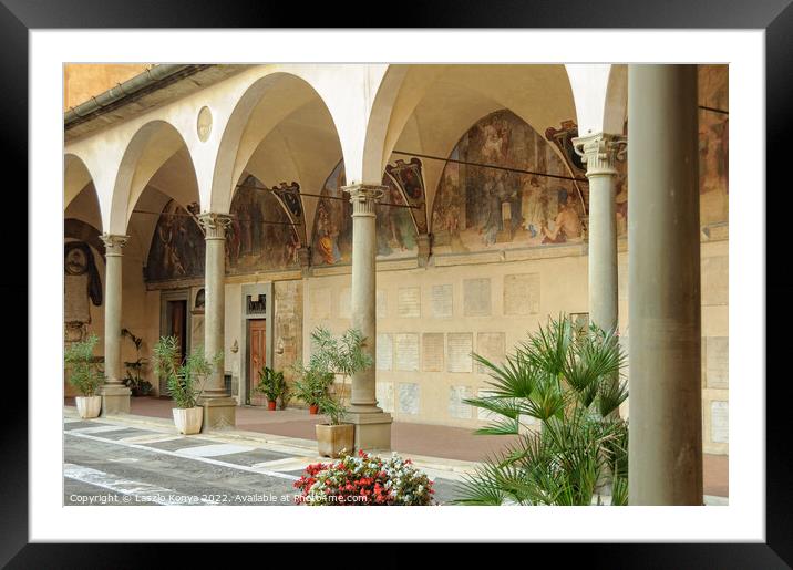 Courtyard of Ospedale degli Innocenti - Florence Framed Mounted Print by Laszlo Konya