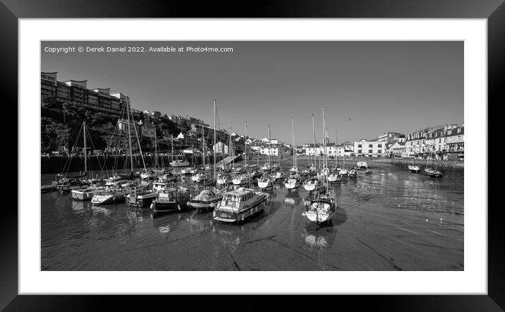 Ilfracombe Harbour (mono, panoramic) Framed Mounted Print by Derek Daniel