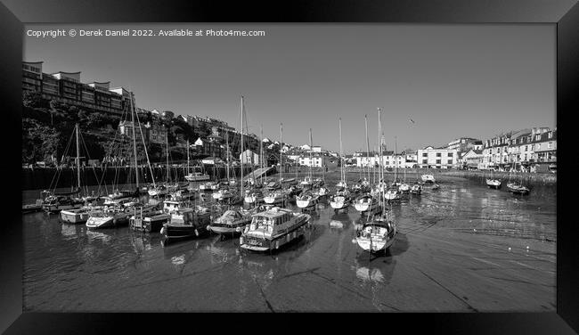 Ilfracombe Harbour (mono, panoramic) Framed Print by Derek Daniel