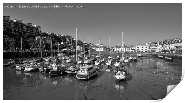 Ilfracombe Harbour (mono, panoramic) Print by Derek Daniel