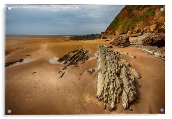 Rocks on Saunton Sands Acrylic by Derek Daniel