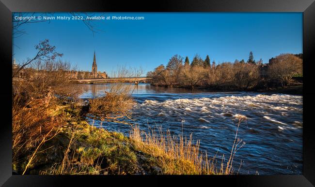 Rapids of the River Tay, Perth Framed Print by Navin Mistry