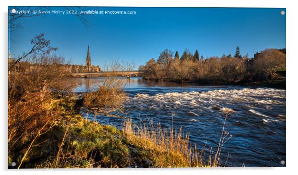 Rapids of the River Tay, Perth Acrylic by Navin Mistry