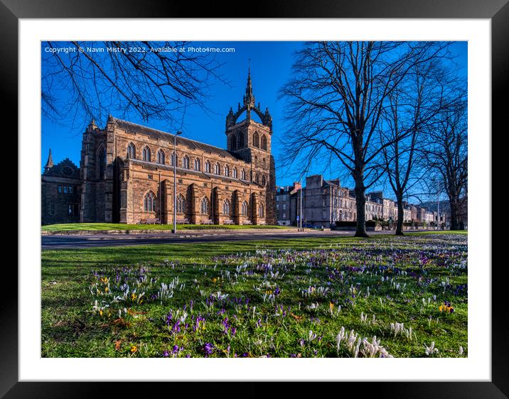 The South Inch park, and St Leonards in the Fields Church Perth Framed Mounted Print by Navin Mistry
