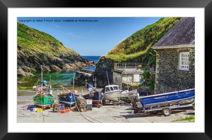 Portloe Fishing Boats Framed Mounted Print by Peter F Hunt