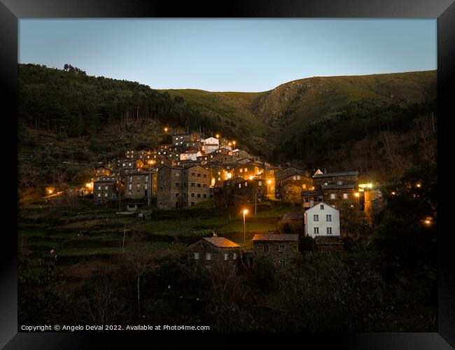 Piodao Mountain Village at Dusk  Framed Print by Angelo DeVal