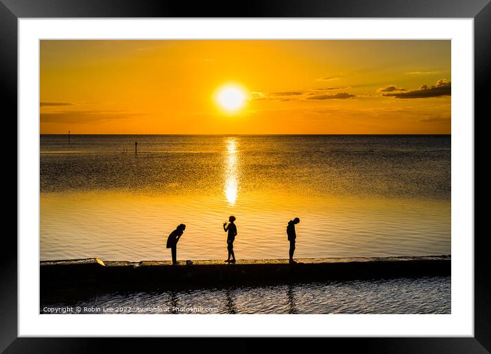 Sunset silhouettes Framed Mounted Print by Robin Lee