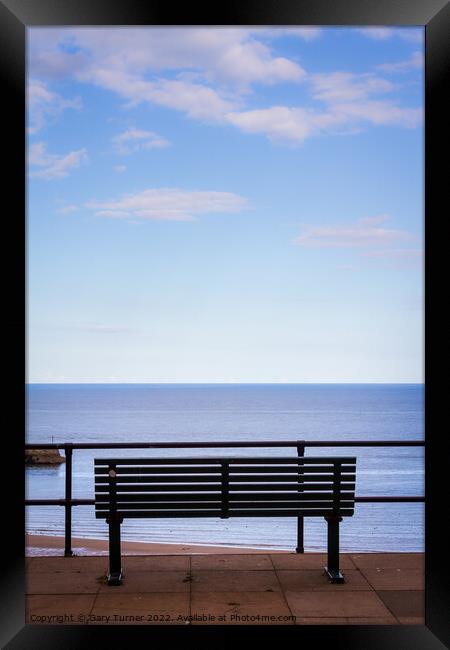 View from a bench in Scarborough Framed Print by Gary Turner