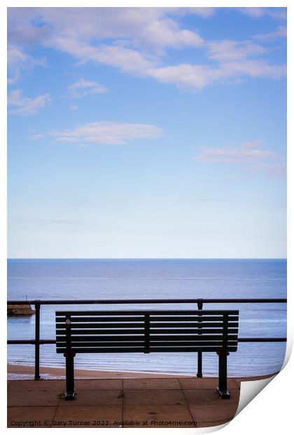 View from a bench in Scarborough Print by Gary Turner