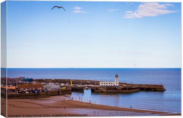View over Scarborough South Bay Lighthouse Canvas Print by Gary Turner