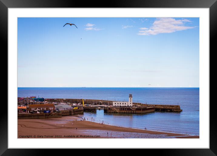 View over Scarborough South Bay Lighthouse Framed Mounted Print by Gary Turner