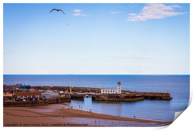 View over Scarborough South Bay Lighthouse Print by Gary Turner