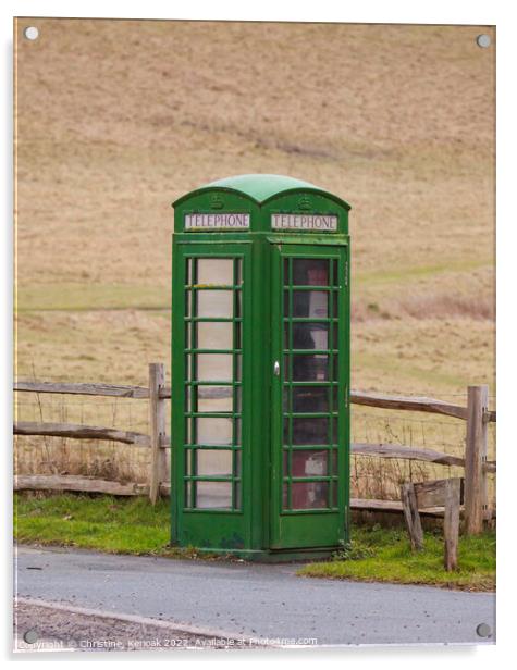 Green Telephone Box Acrylic by Christine Kerioak