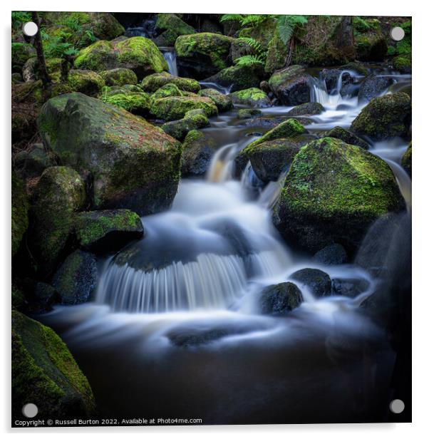 Wyming Brook cascades Acrylic by Russell Burton