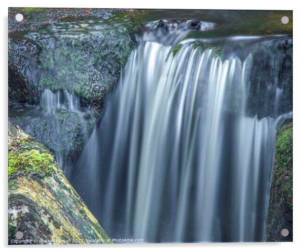 Wyming Brook waterfall Acrylic by Russell Burton