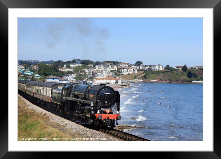 Majestic Steam Locomotive Crossing the Seaside Framed Mounted Print by Stephen Hamer