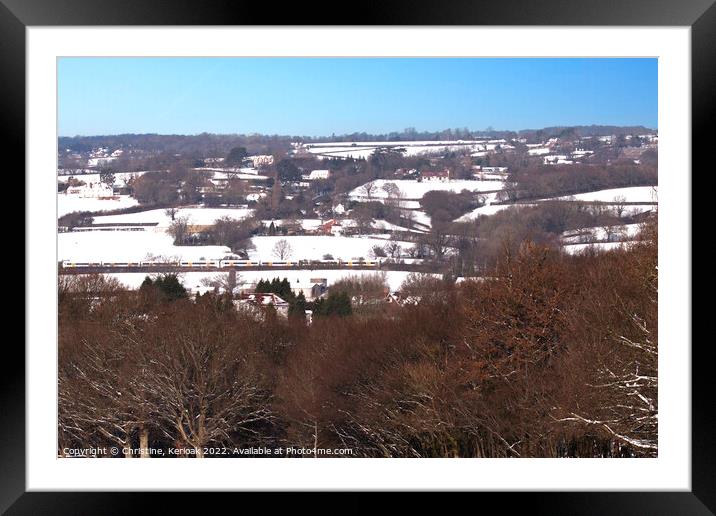 Sussex Countryside under Snow Framed Mounted Print by Christine Kerioak