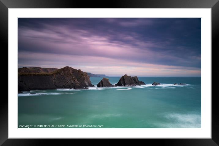 Hartland quay stormy sunset 747 Framed Mounted Print by PHILIP CHALK