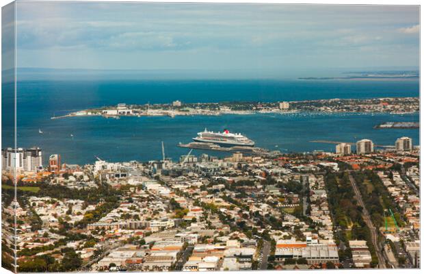 Cruise Liner leaving Melbourne Canvas Print by Sally Wallis