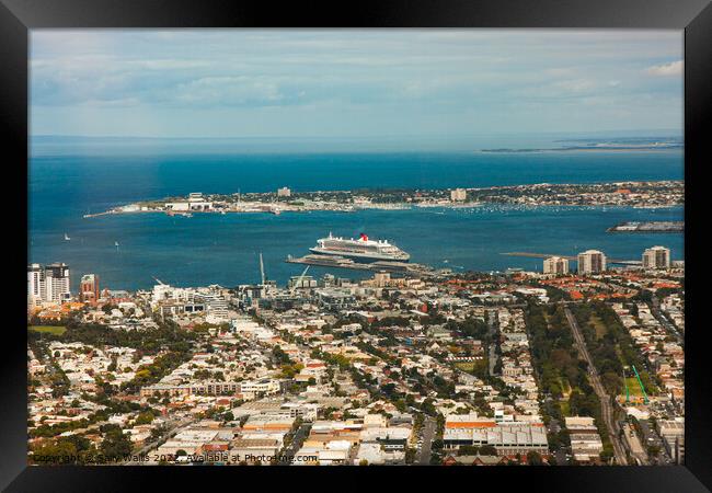 Cruise Liner leaving Melbourne Framed Print by Sally Wallis