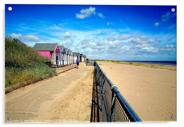 Sandiland beach huts, Sutton on Sea, Lincolnshire. Acrylic by john hill