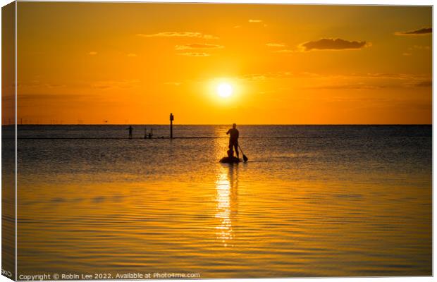 Paddleboarder at sunset Canvas Print by Robin Lee