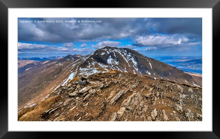 A view of the summit Ben Lawers  Framed Mounted Print by Navin Mistry