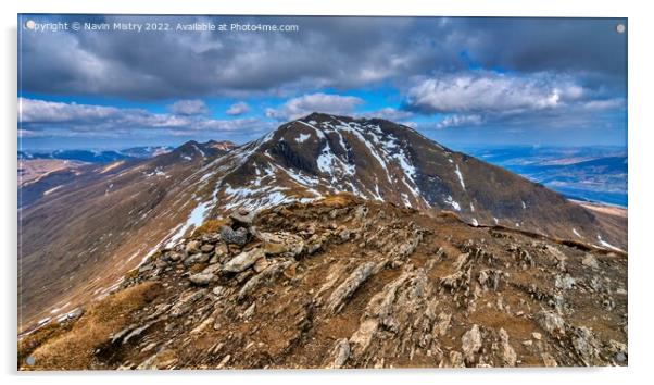 A view of the summit Ben Lawers  Acrylic by Navin Mistry