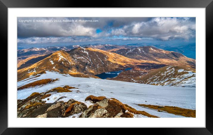 A view from the summit of Ben Lawers Framed Mounted Print by Navin Mistry