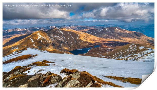 A view from the summit of Ben Lawers Print by Navin Mistry