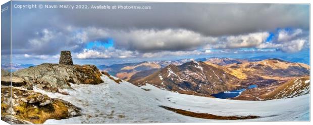 A panoramic image of the summit of Ben Lawers Canvas Print by Navin Mistry