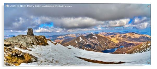 A panoramic image of the summit of Ben Lawers Acrylic by Navin Mistry