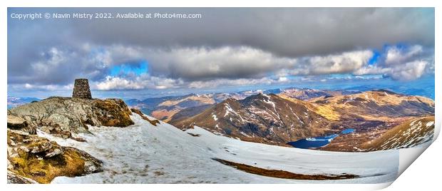 A panoramic image of the summit of Ben Lawers Print by Navin Mistry