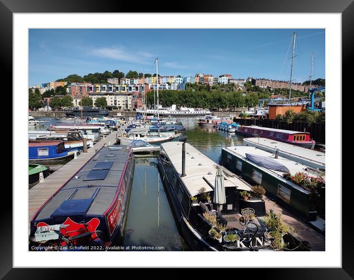 Barges in Bristol  Framed Mounted Print by Les Schofield