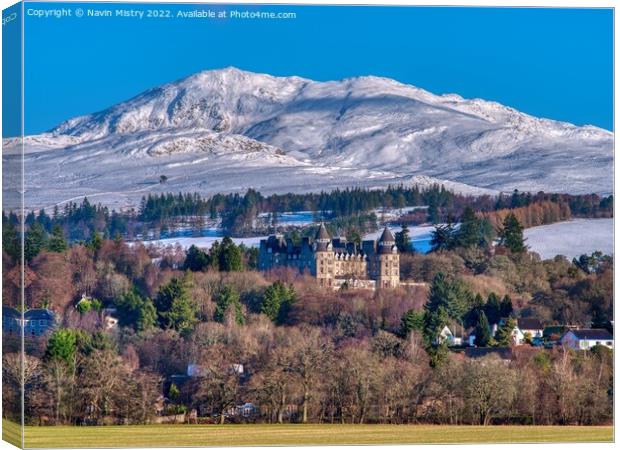 The Atholl Palace Hotel and Ben Vrackie, Pitlochry Canvas Print by Navin Mistry