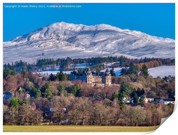 The Atholl Palace Hotel and Ben Vrackie, Pitlochry Print by Navin Mistry