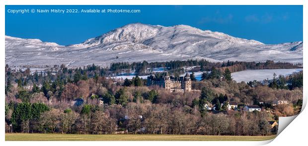 The Atholl Palace Hotel and Ben Vrackie, Pitlochry Print by Navin Mistry